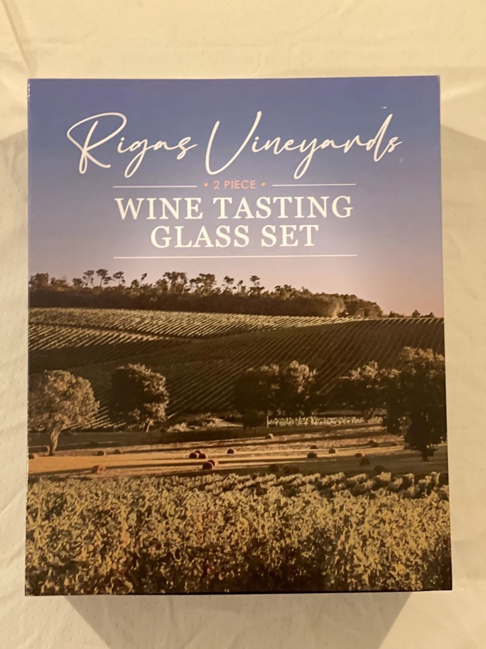 Custom tasting set box for Rigas Vineyards.